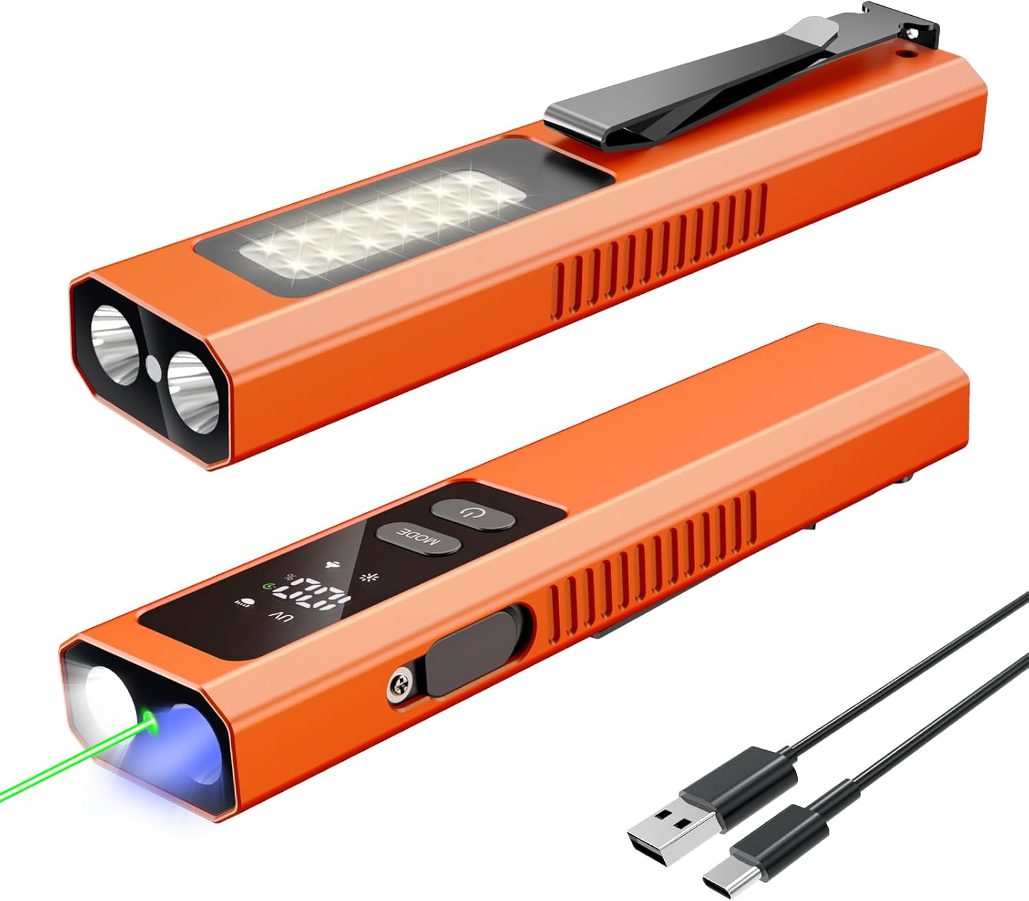 EDC Flat Flashlight with 4 Light Sources for Versatile Use