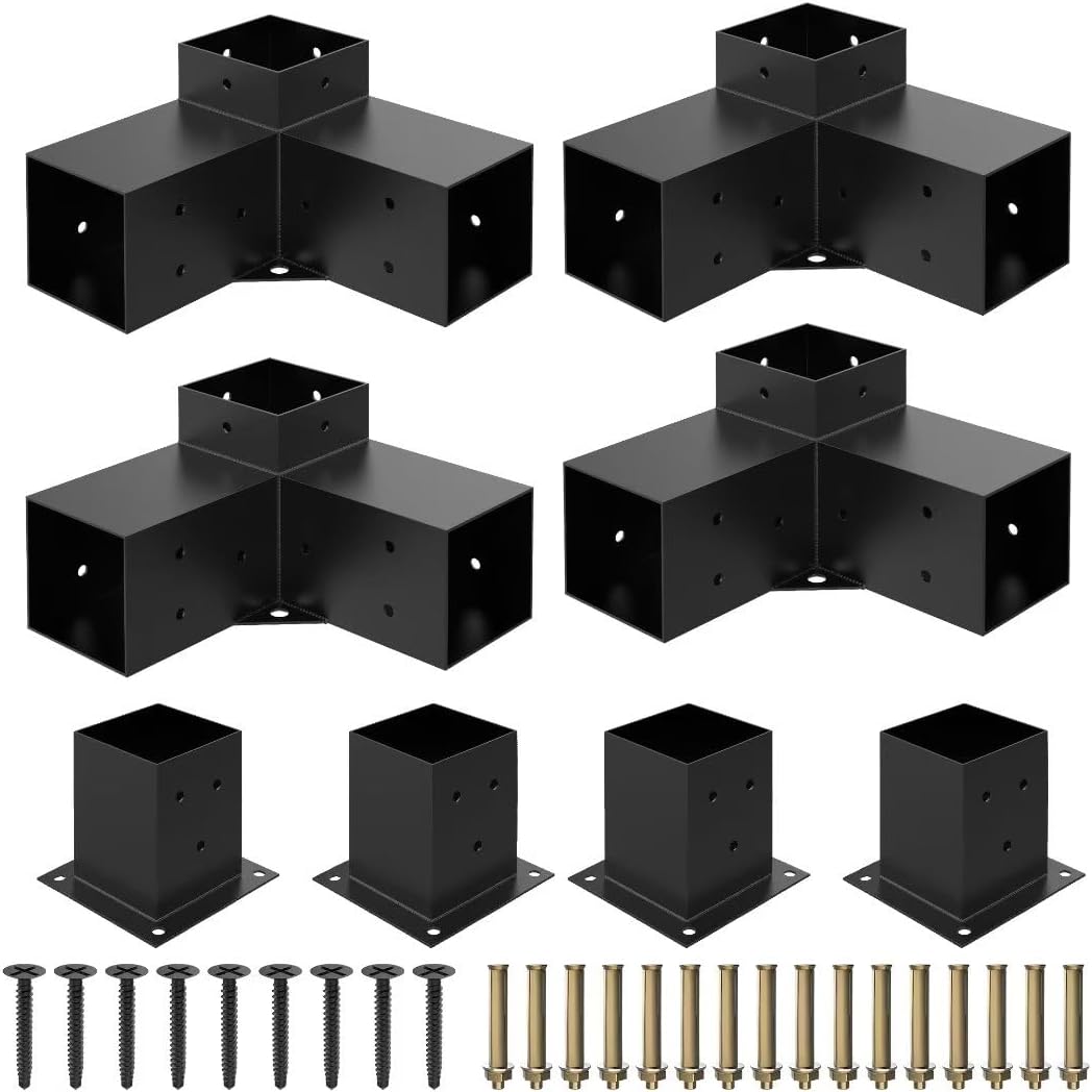 Heavy Alloy Steel Pergola Kit with 3-Way Brackets for 4x4 Lumber