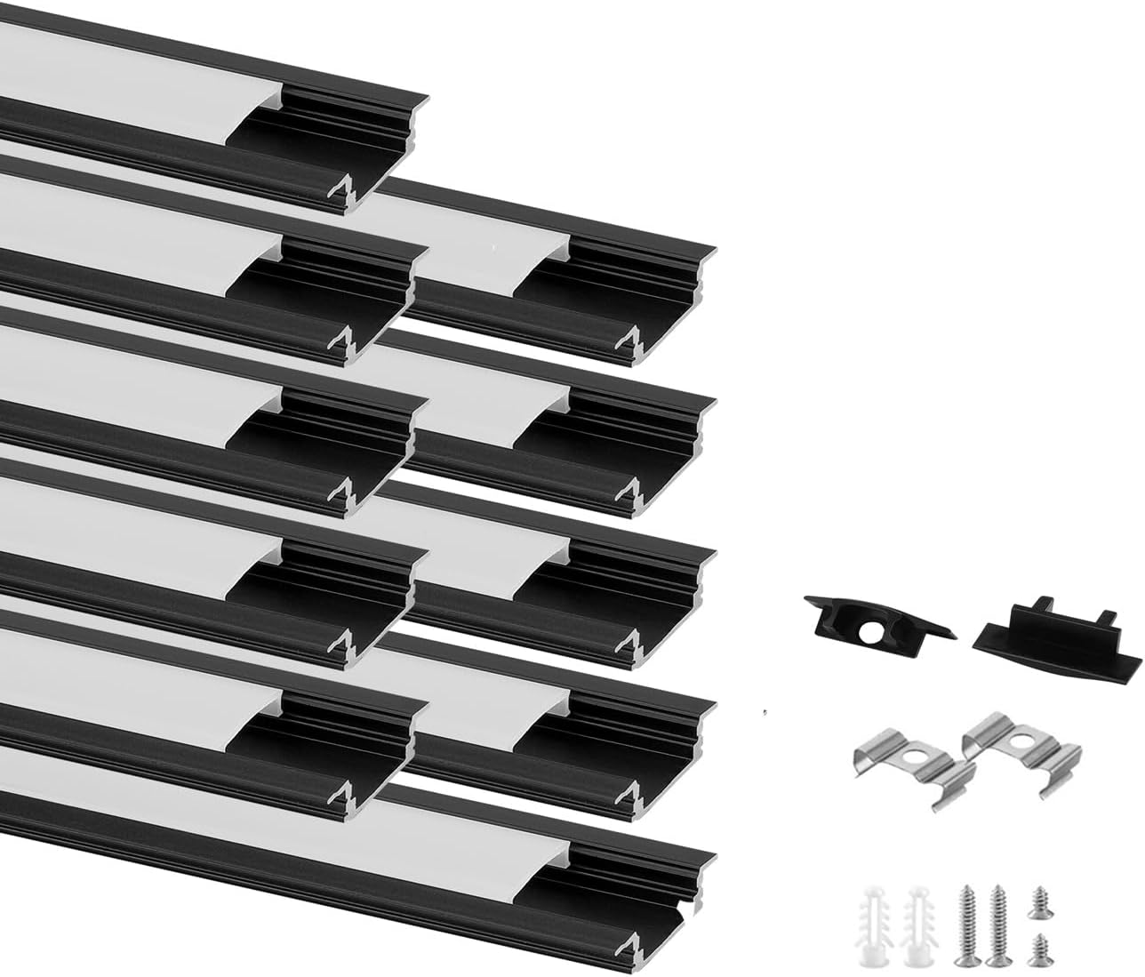 Besseto 10 Pack 6.6ft LED Aluminum Channel for LED Strips