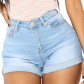 Stretchy Denim Mid Rise Jean Shorts for Women - Distressed Fit