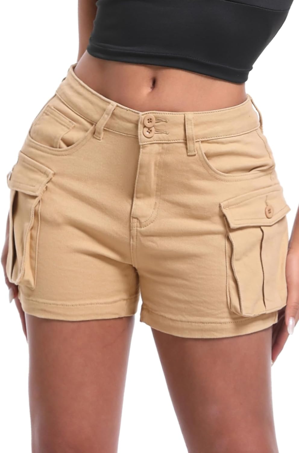 ELLEVEN Women's High-Stretch Cargo Shorts for Y2K Style