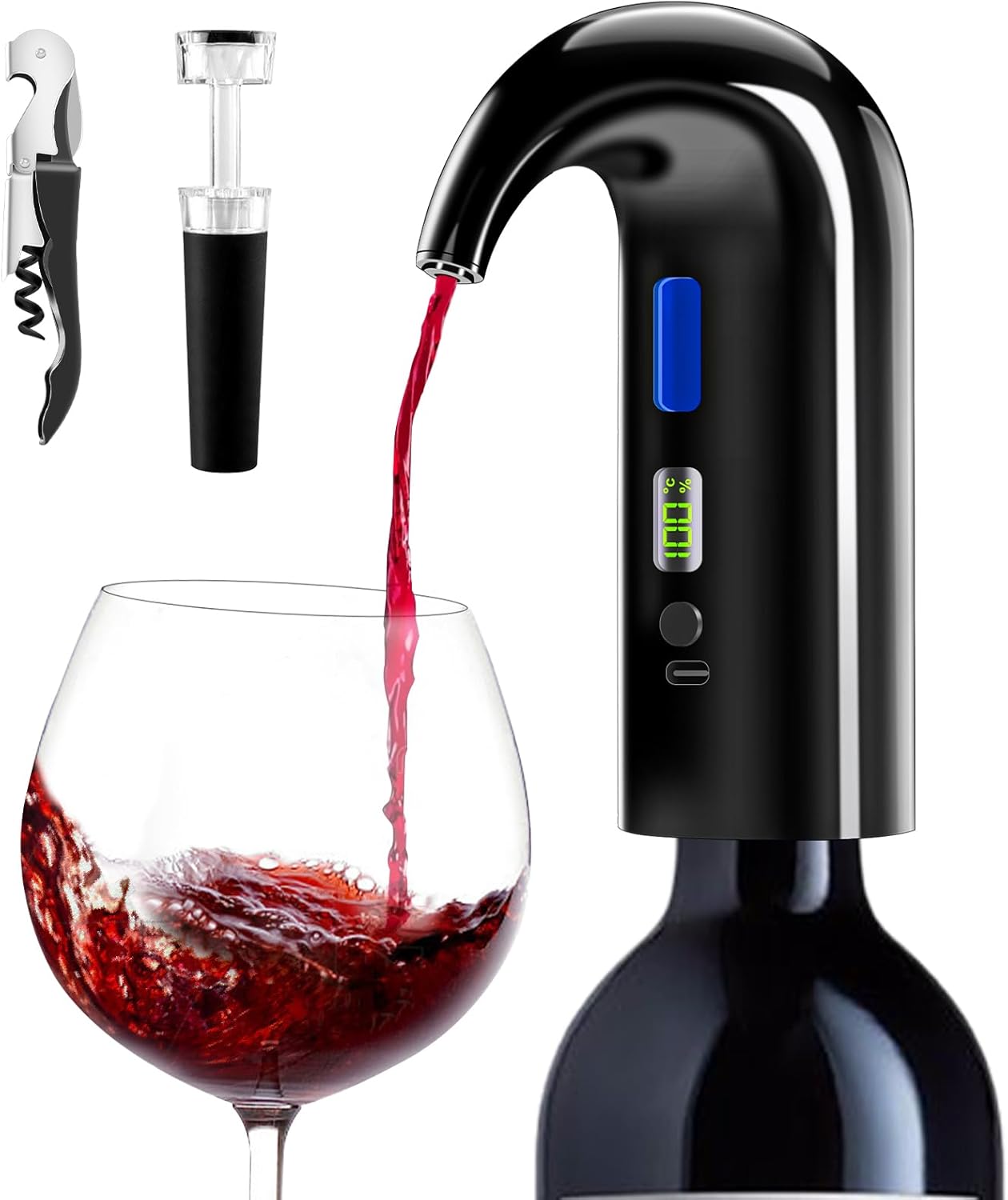 Electric Wine Aerator for Instant Aeration and Pouring Ease