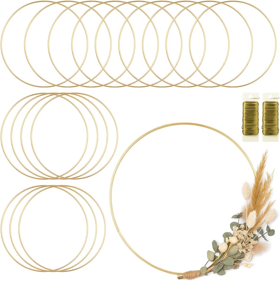 16 Pack Floral Hoop 16 Inches Metal Rings for Crafts and DIY