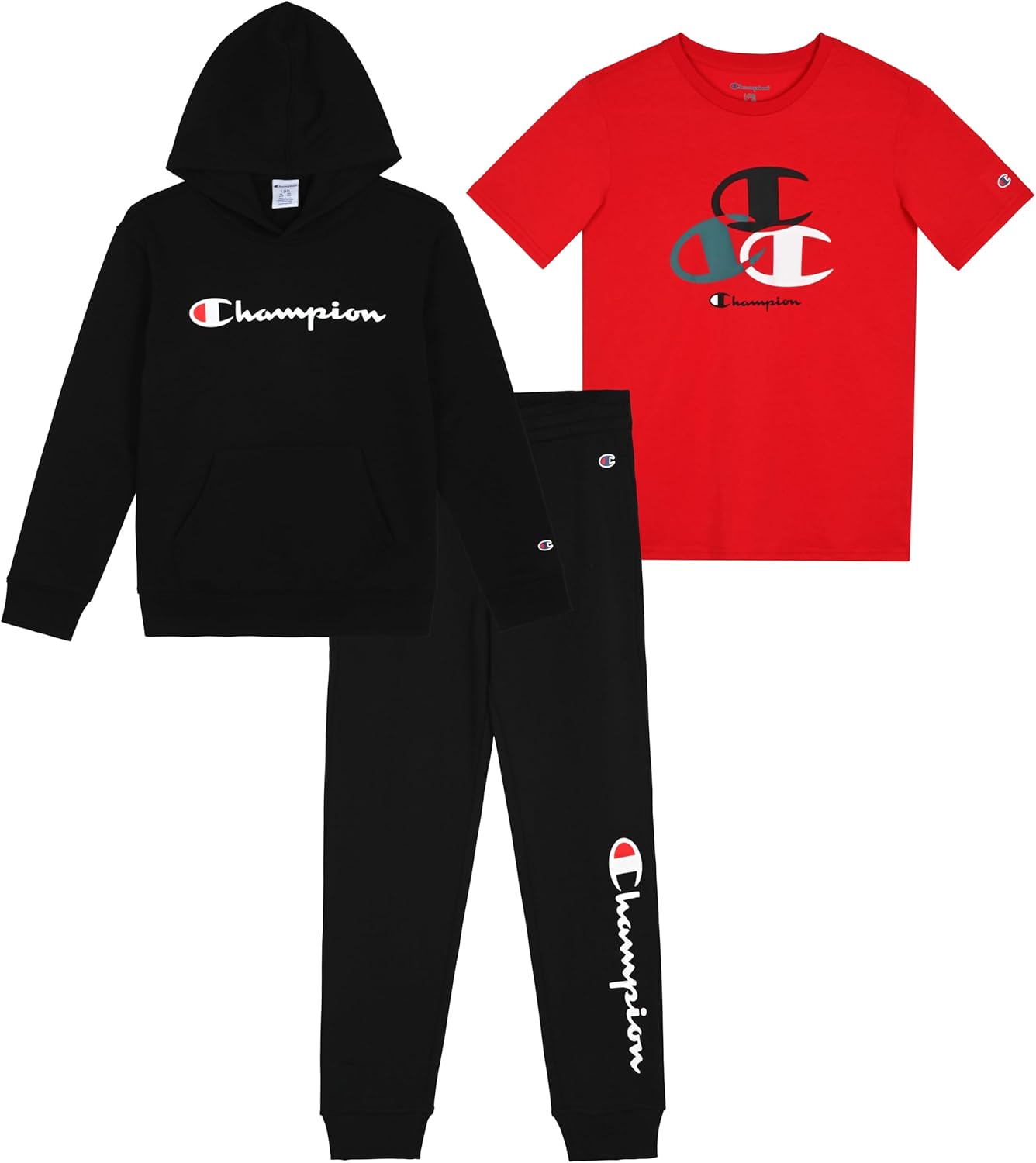 Champion Boys Sweatsuit Set - 3 Piece Hoodie Jogger Tee Outfit