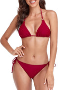 Women's Triangle Bikini Set - Adjustable Halter Ring Top
