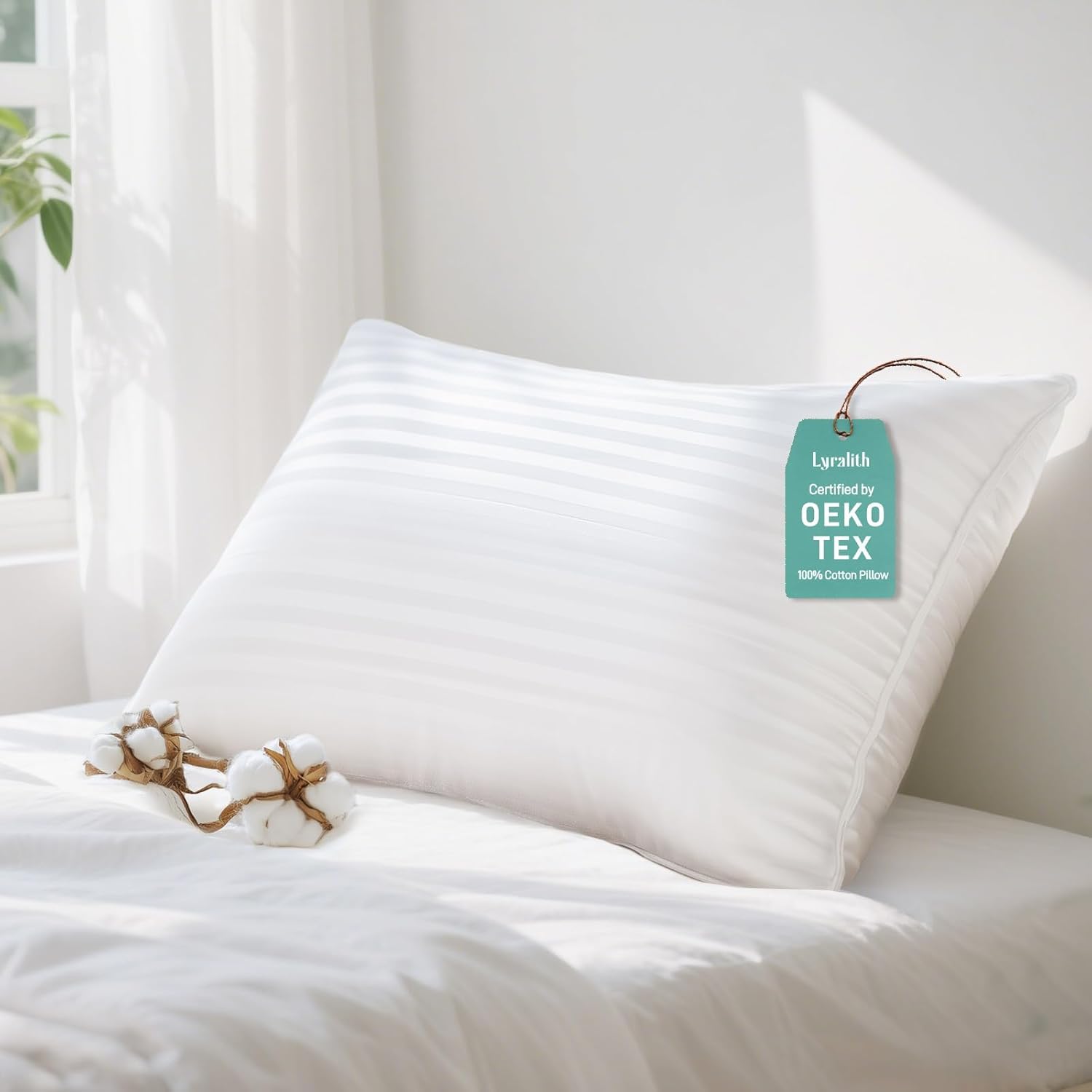 Hypoallergenic Cotton Cover Down Alternative Pillow, King Size