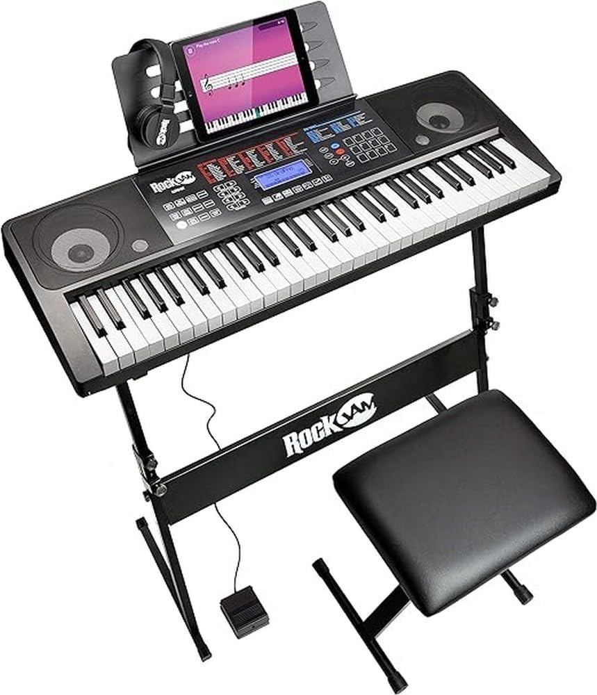 RockJam Piano Kit: Touch Display, Bench, Stand, Lessons