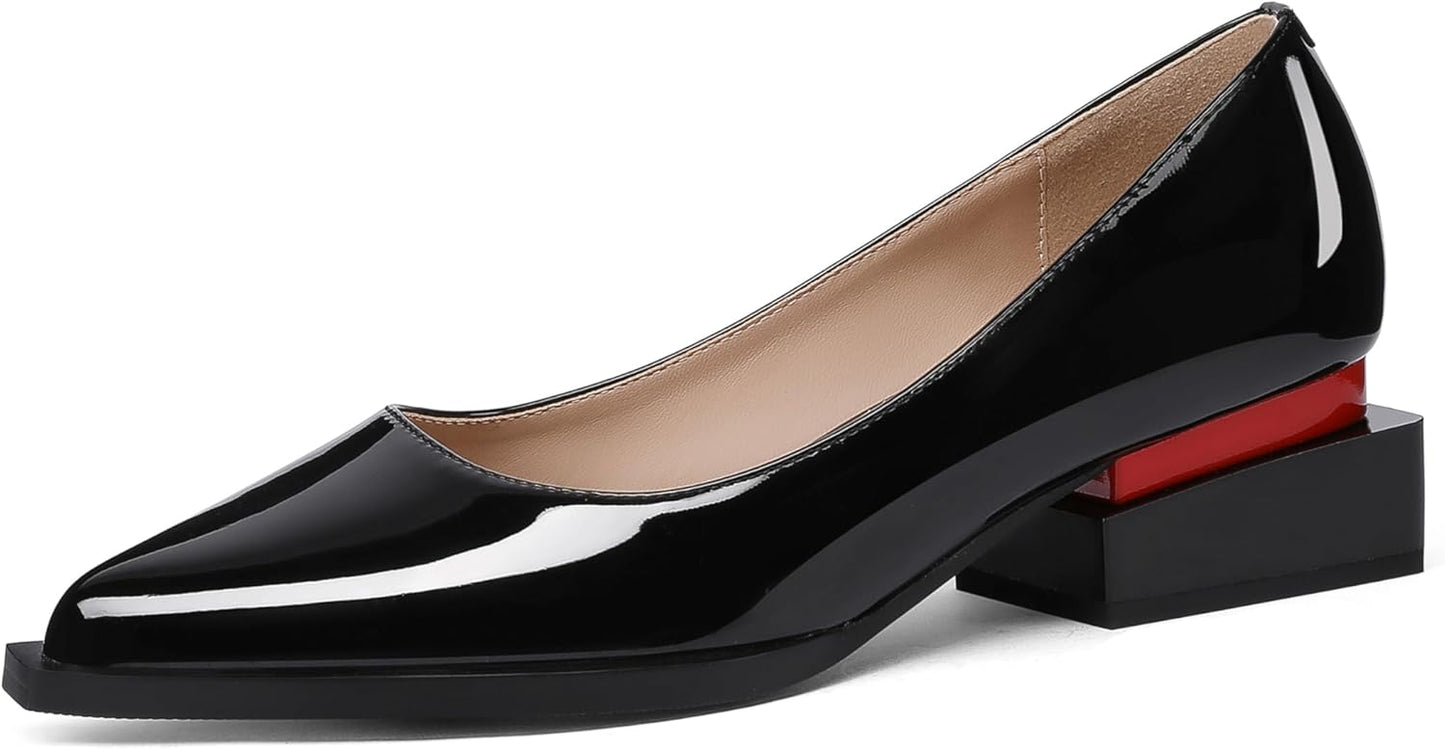 Elegant Dressy Womens Pumps with Low Chunky Heel Design