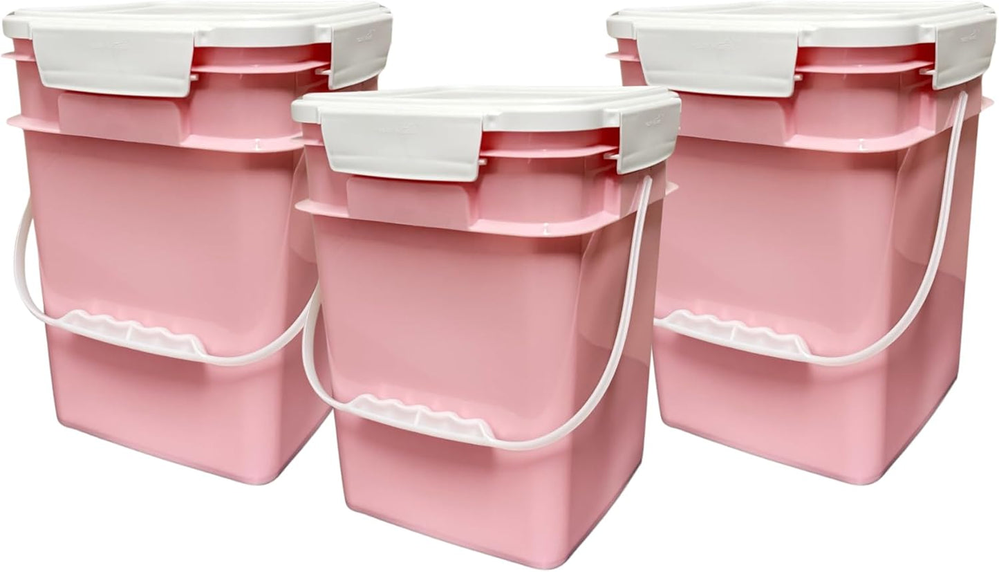 4 Gallon Square Food Grade Bucket Pail Pack of 3 for Storage