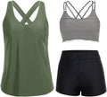 Women 3 Piece Tankini Swimsuits - Tummy Control Two-Color Set
