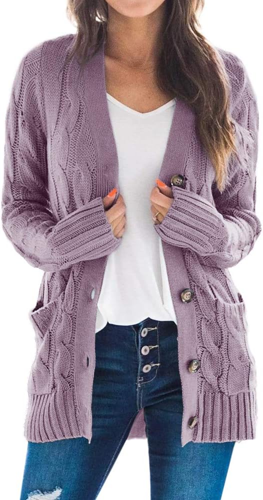 Goranbon Women's Cable Knit Cardigan for Stylish Comfort