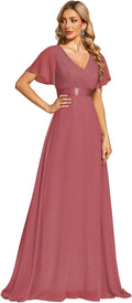 Ever-Pretty Chiffon V-Neck Bridesmaid Dress - Elegant Floor Length
