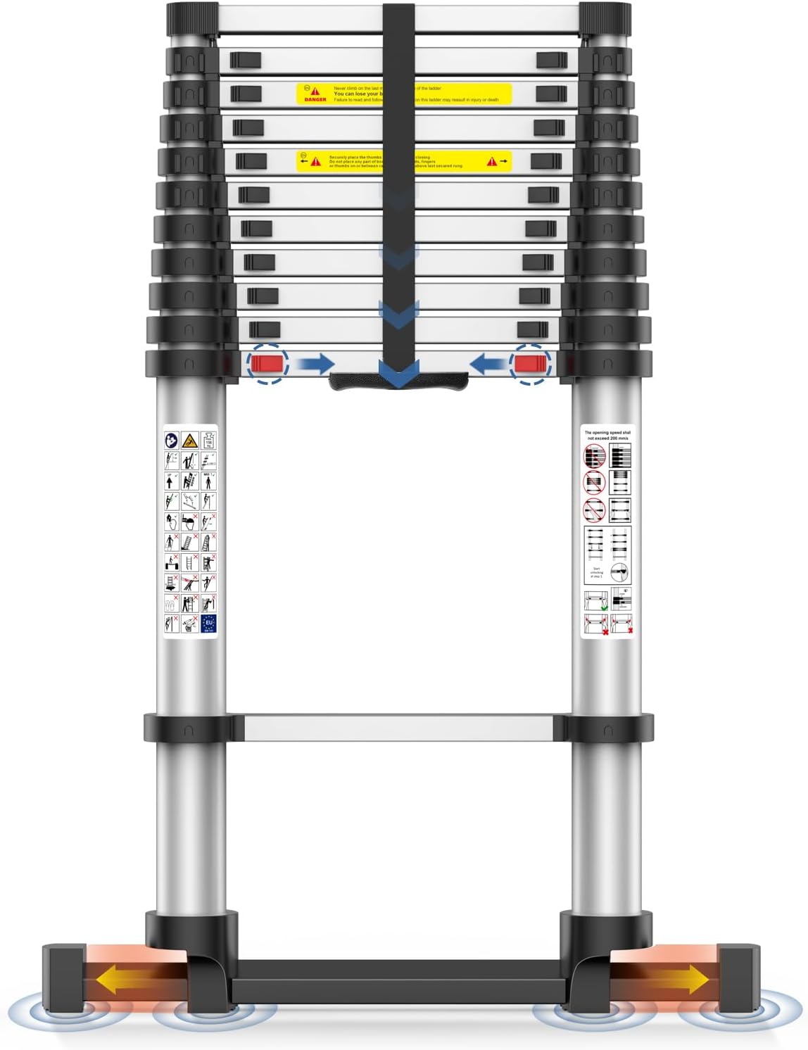 12.5FT Heavy-Duty Telescoping Ladder for Home Renovation