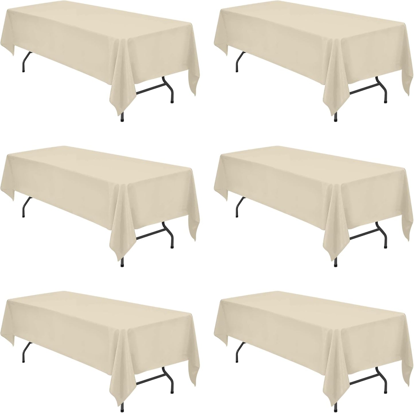 Premium 6 Pack Beige Tablecloths for 8 Foot Rectangle Tables