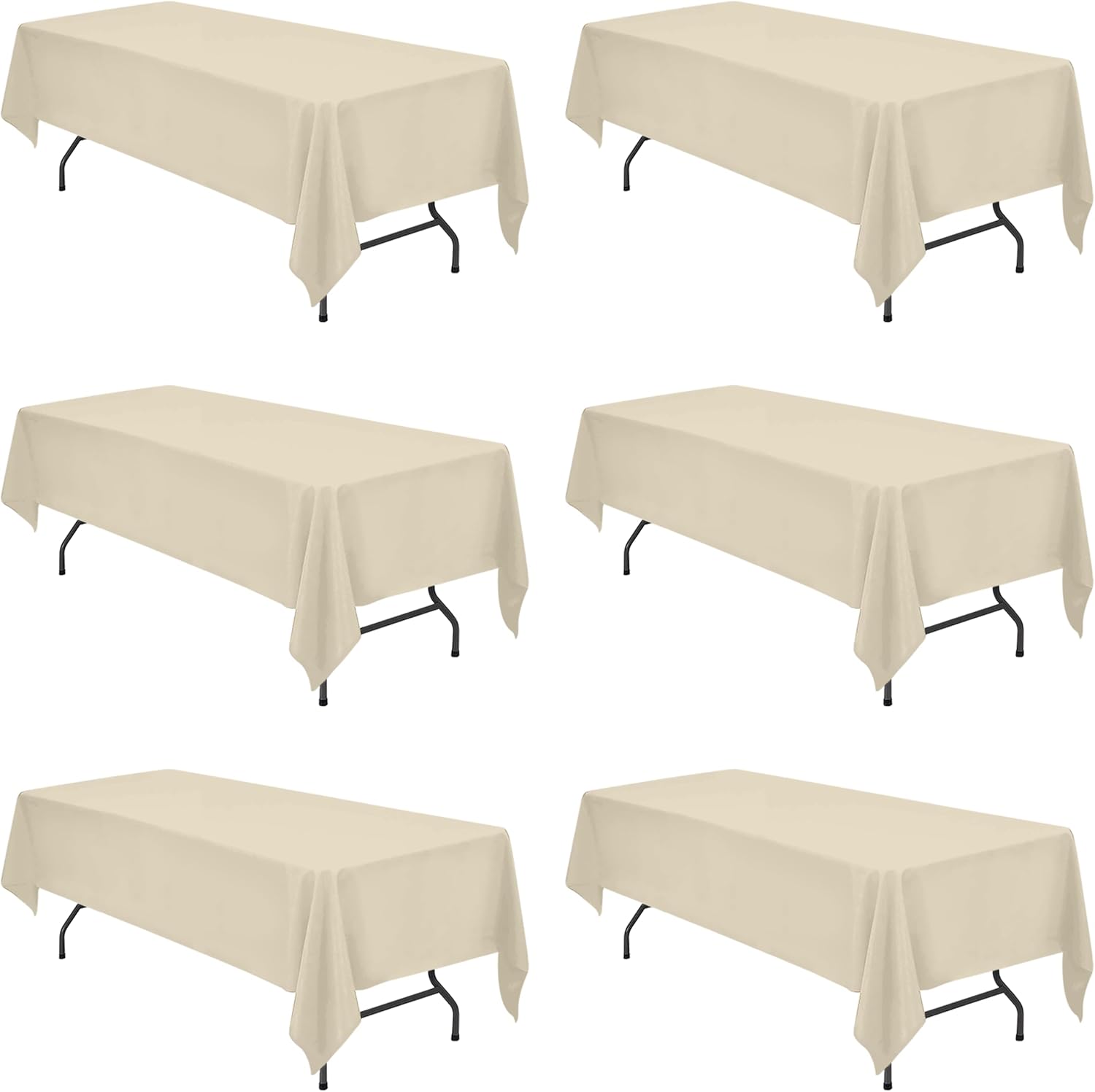 Premium 6 Pack Beige Tablecloths for 8 Foot Rectangle Tables