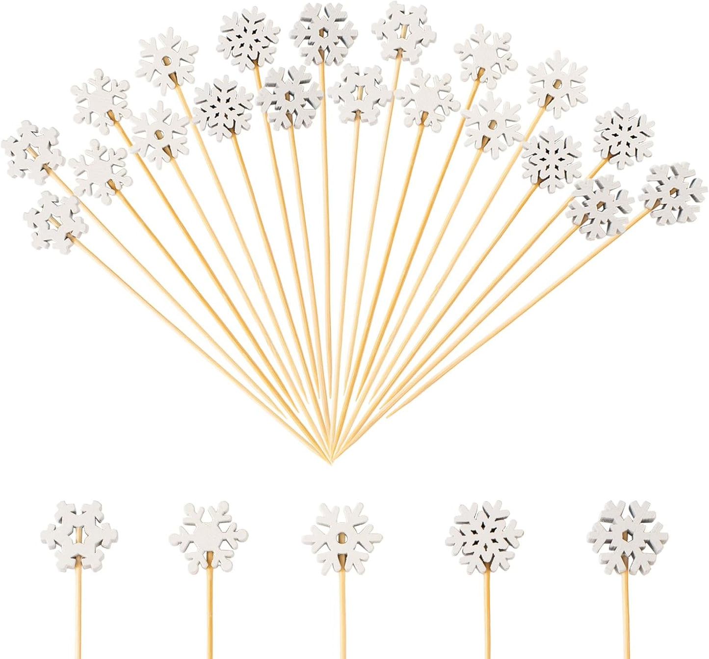 Jiesky 240 Pcs Snowflake Cocktail Picks for Festive Decor