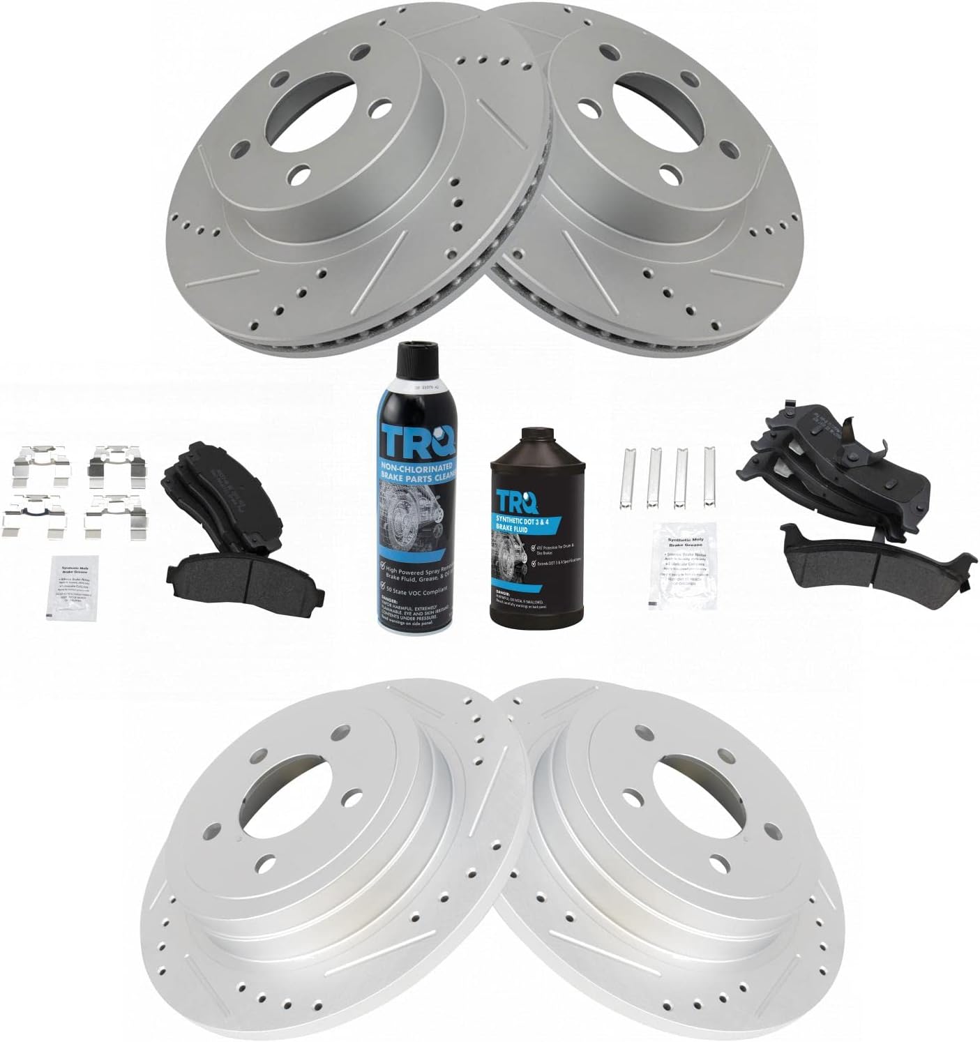 TRQ Front Rear Semi Metallic Brake Pad & Rotor Kit for Sport Trac