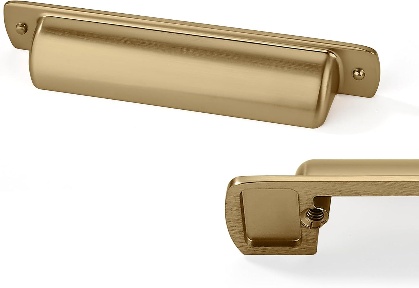 10 Pack Brass Cup Pulls for Kitchen Cabinets and Drawers