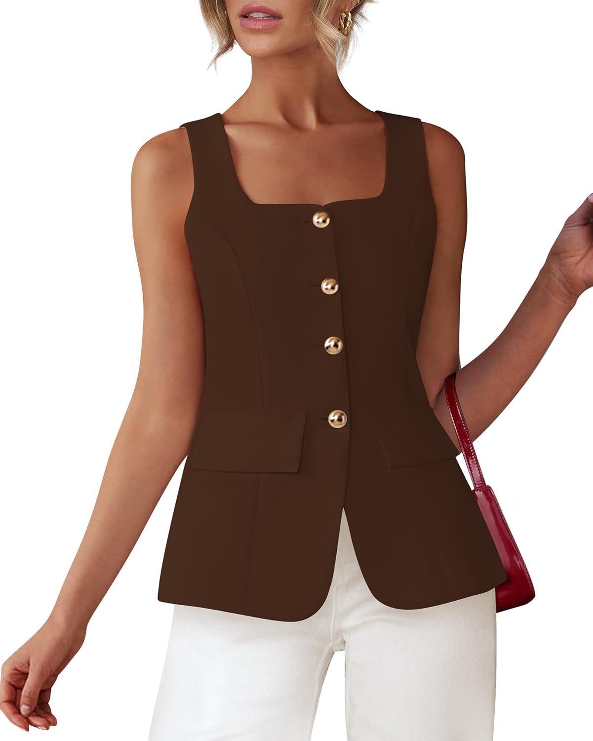 BTFBM Womens Sleeveless Suit Vests for Stylish Summer Looks