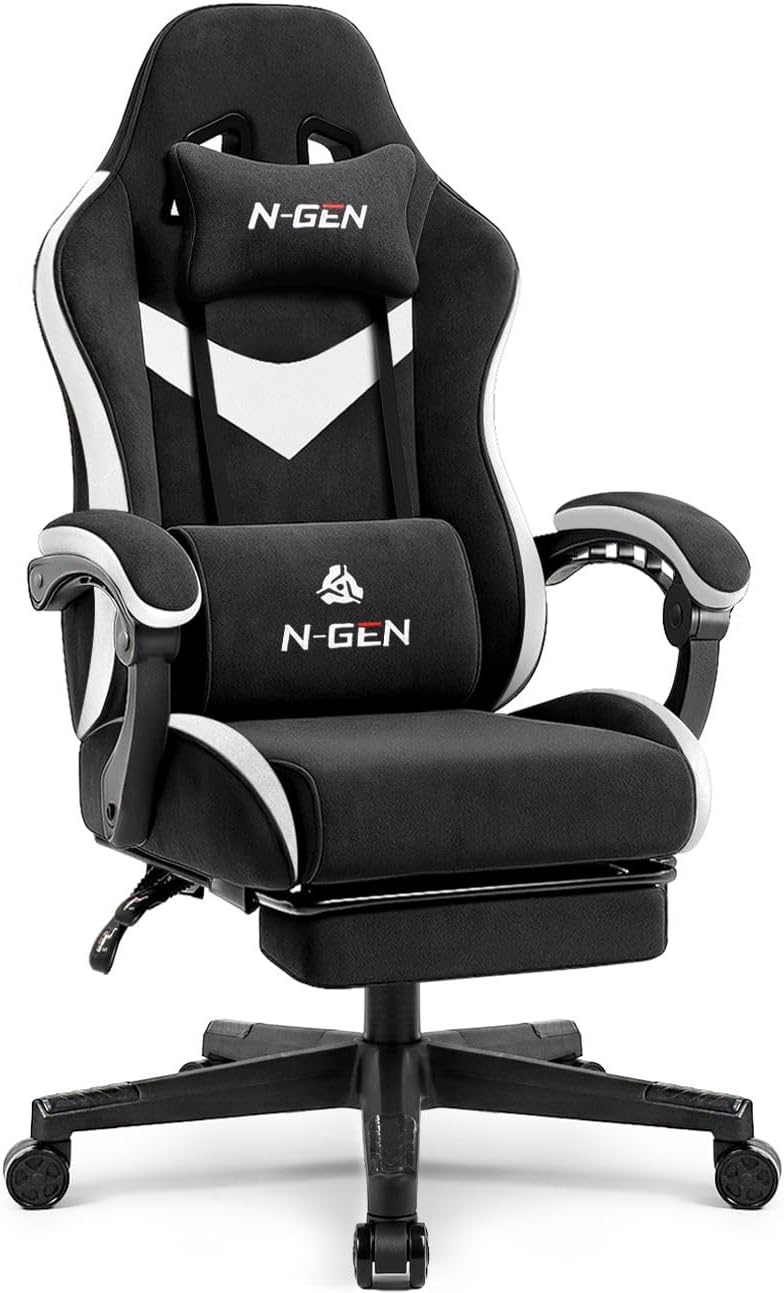 N-GEN GAMING Video Gaming Chair with Footrest and Lumbar Support