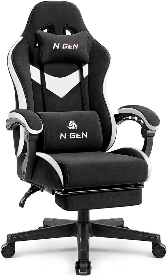 N-GEN GAMING Video Gaming Chair with Footrest and Lumbar Support