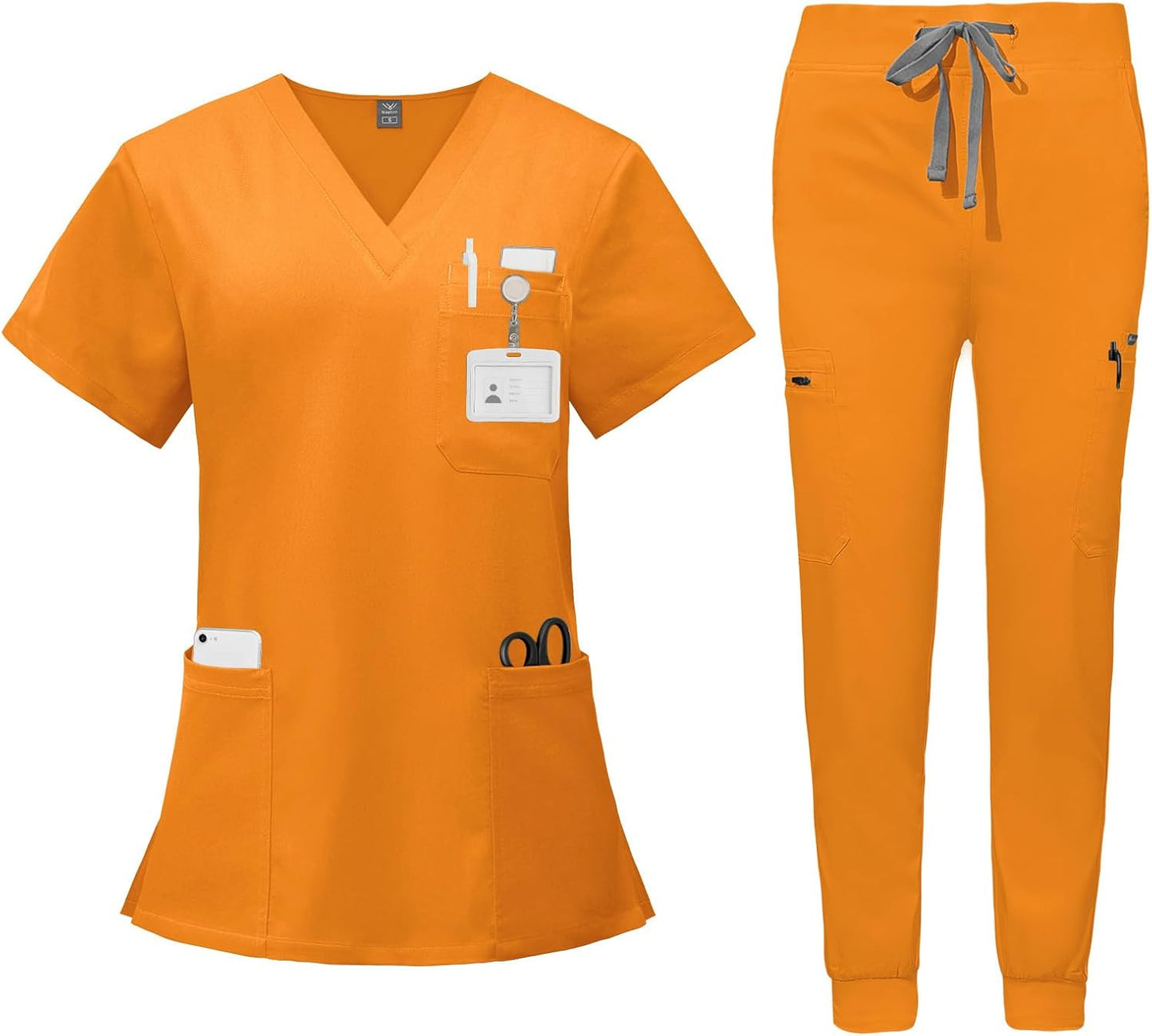 VIAOLI Scrubs for Women Set - V-Neck Top and Jogger Pants