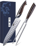 HOSHANHO 8 in Carving Knife & 7 in Fork Set - Razor Sharp Brisket