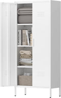Metal Cabinet with Doors and Adjustable Shelves - Durable White