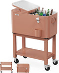 VINGLI Patio Cooler Rolling Ice Chest - Portable 60 Quart Cooler Cart