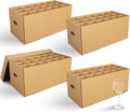 4 Pack Wine Glass Moving Boxes with Handle and Lid - Secure Glass