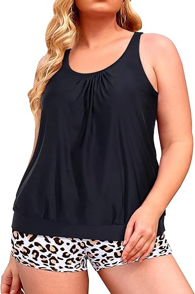 Yonique Plus Size Tankini Swimsuits for Women with Swim Shorts