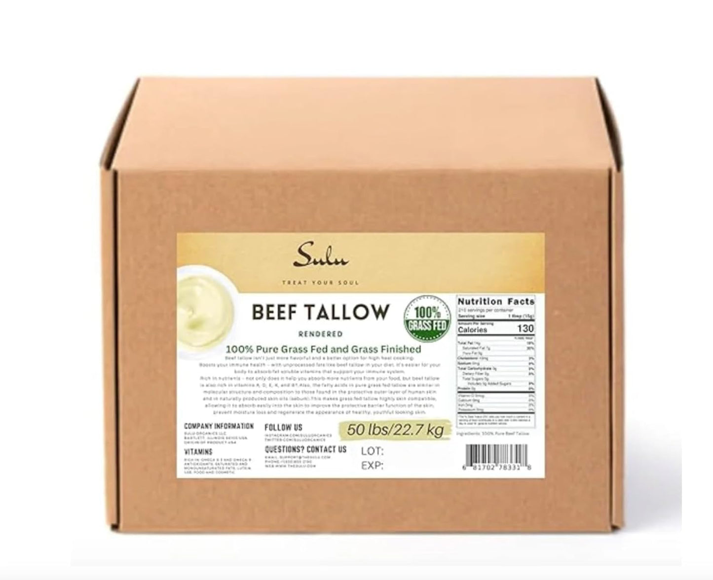 100% Pure Grass Fed Beef Tallow for Cooking and Baking Needs