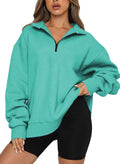 BLENCOT Women's Half Zip Quilted Sweatshirt - Fleece Lined Casual Top