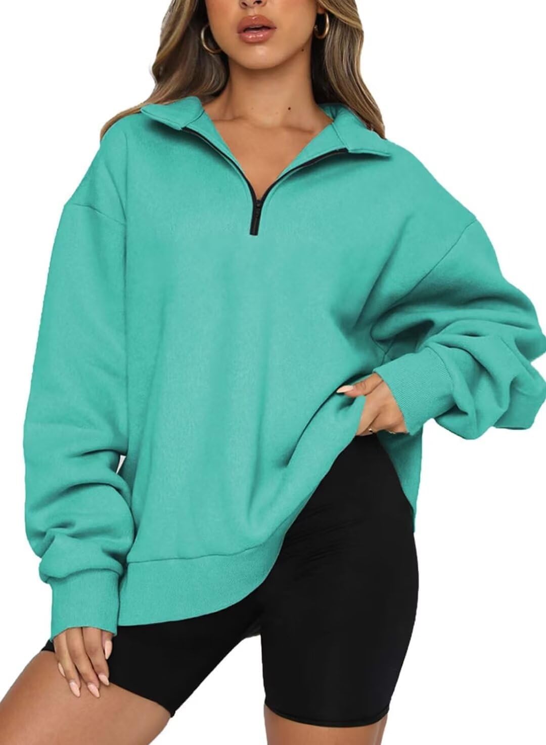 BLENCOT Women's Half Zip Quilted Sweatshirt for Fall Fashion