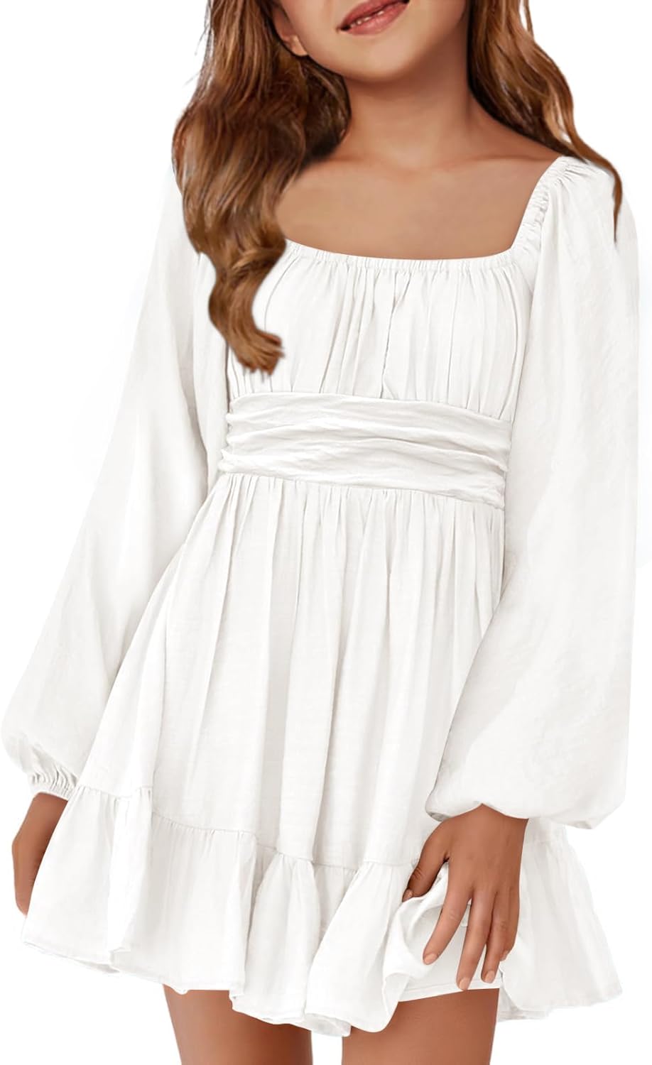 Batermoon Girls Long Sleeve Tie Back Dress for Fall Fashion
