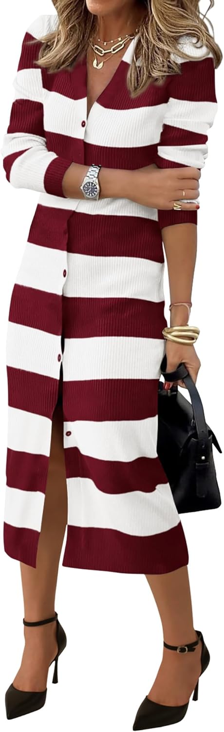 PRETTYGARDEN Women's Long Sleeve V Neck Sweater Dress 2025