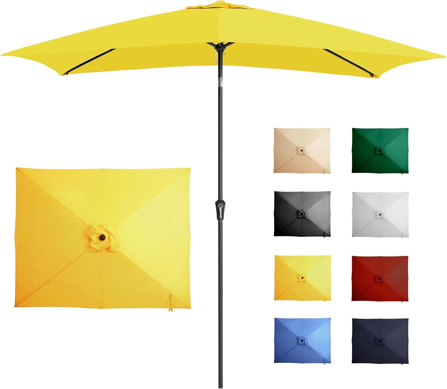 6.5x10FT Rectangular Patio Umbrella for Outdoor Shade Needs