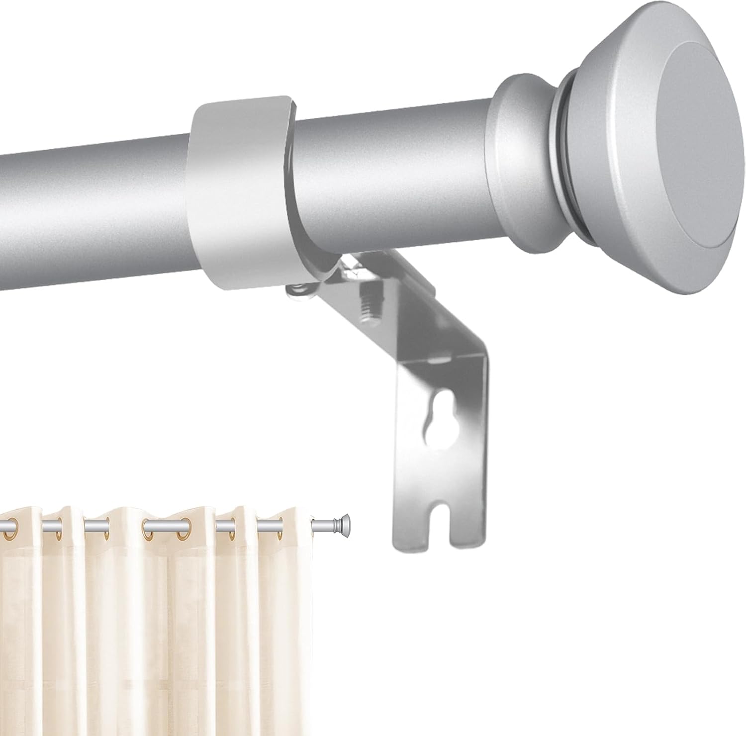 Adjustable Silver Curtain Rod Set - Elegant Window Decor