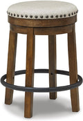Valebeck Upholstered Swivel Stool 24in Counter Height - Rustic Comfort