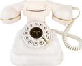 Retro Landline Telephone White Corded Dial Phone - Classic Desk