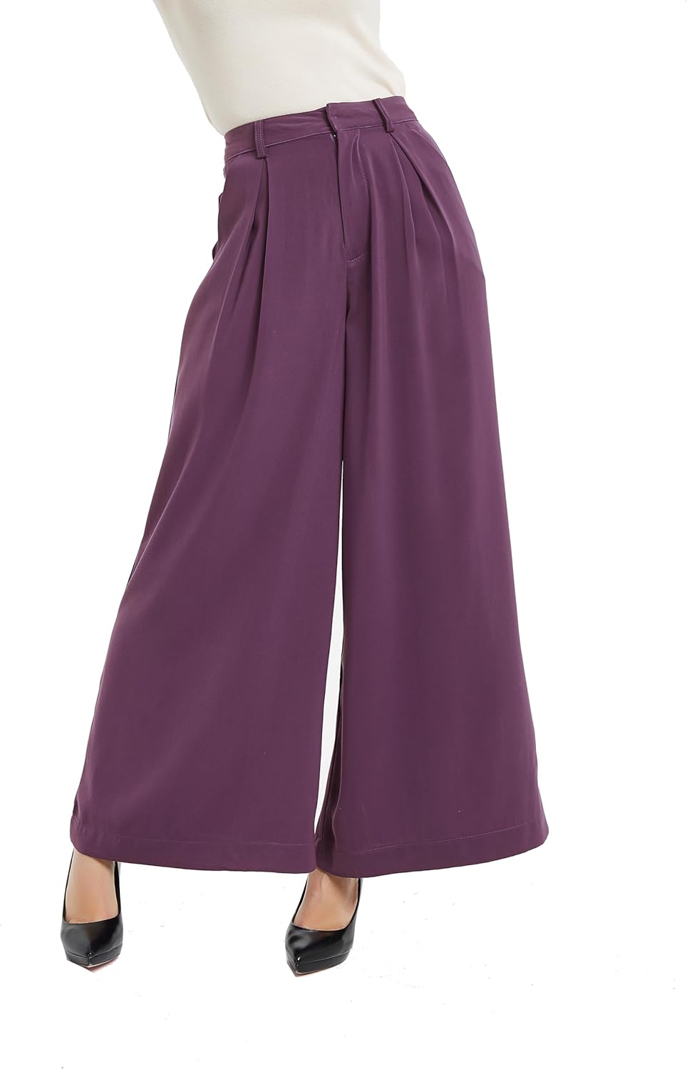 Tronjori Women High Waist Casual Wide Leg Palazzo Pants Review