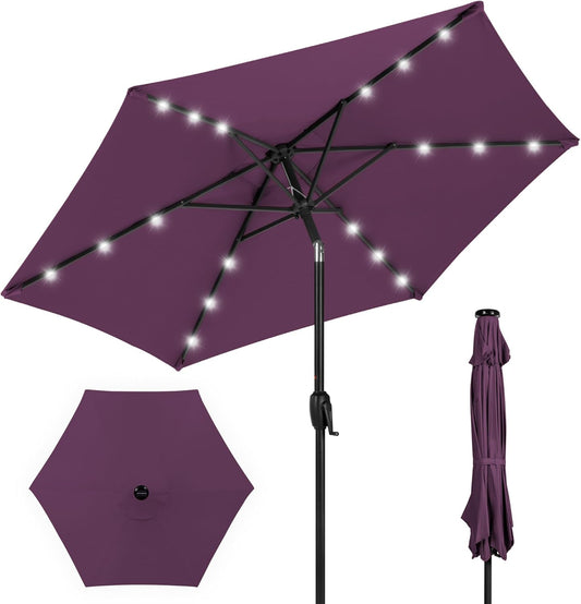 7.5ft Outdoor Solar Market Table Patio Umbrella with LED Lights