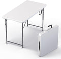 4FT Foldable Table with Adjustable Height and Handle - Portable Heavy