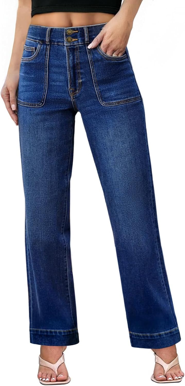 Sidefeel Women's High Waisted Stretchy Tummy Control Jeans