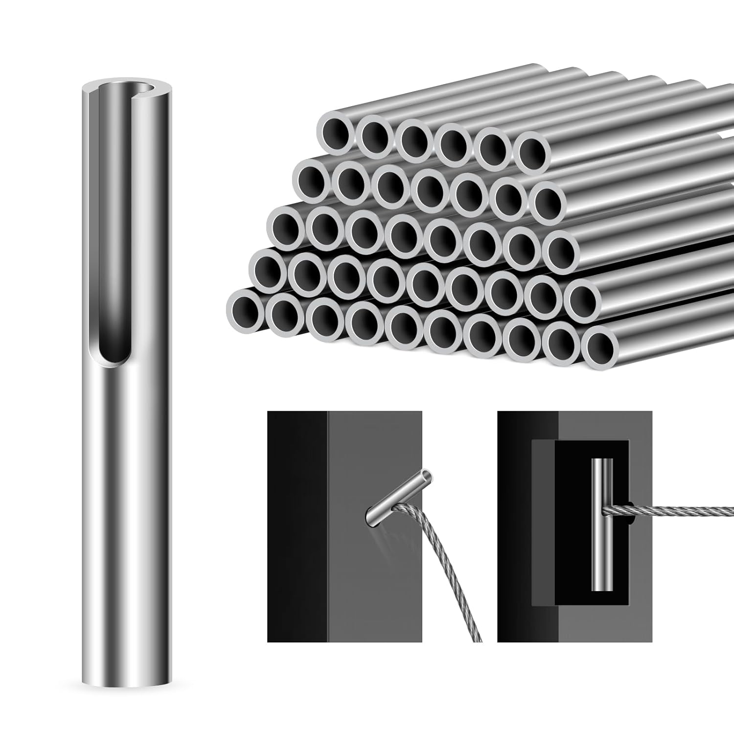 40 Pack 1/8in Invisible Cable Railing Kit for Metal Posts