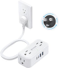 TROND 360 Rotating Flat Plug Power Strip, 4 USB Ports - Compact