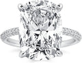 Elongated Cushion Cut Promise Ring for Women in Sterling Silver