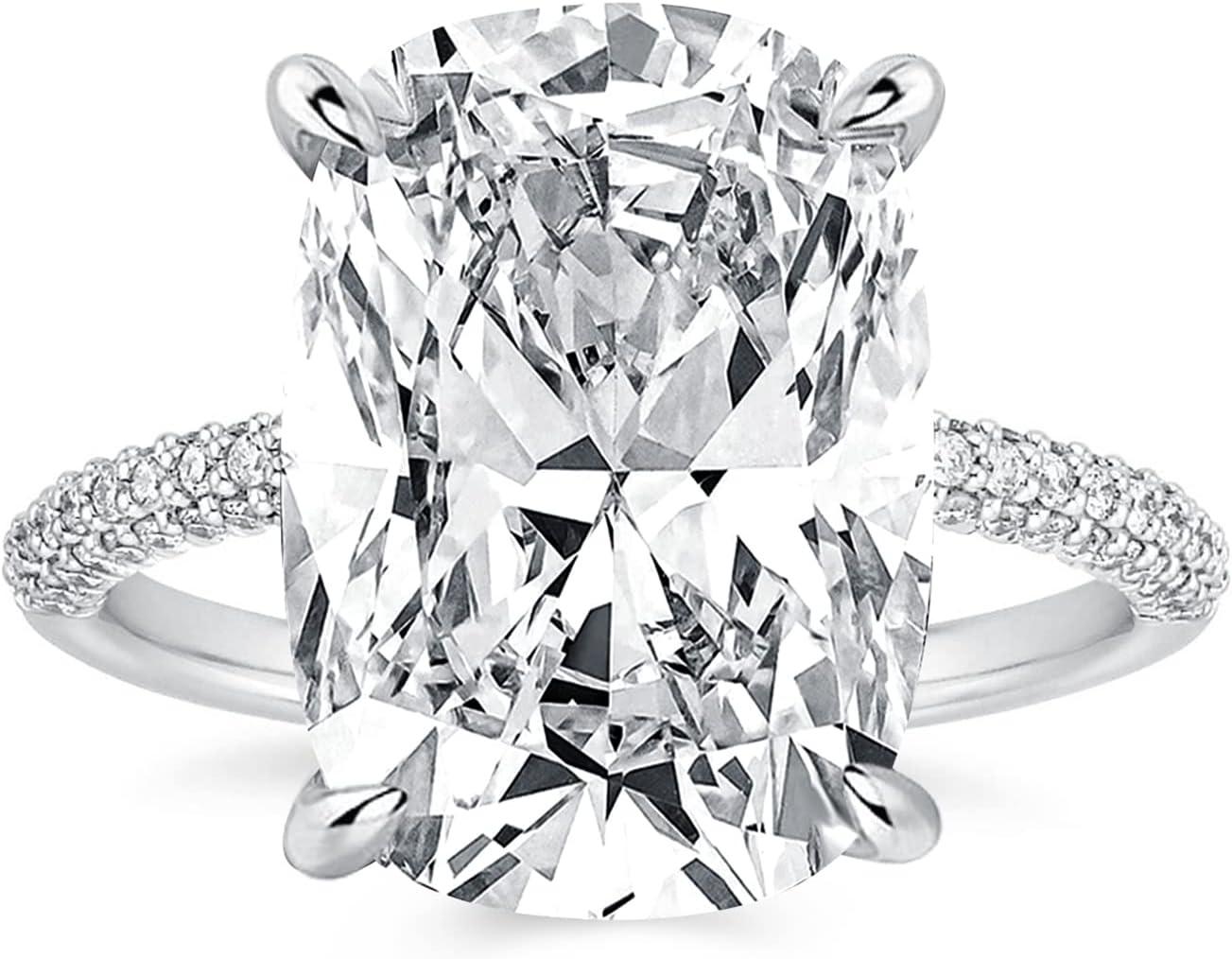 Elongated Cushion Cut Promise Ring for Women in Sterling Silver