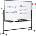 Large Magnetic Mobile Whiteboard 72in x 40in - Rolling Double Sided