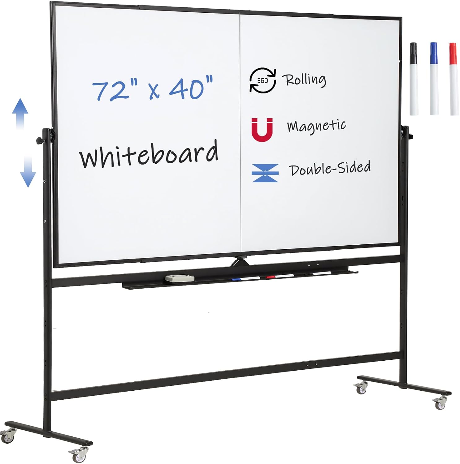FORTUNO Large Magnetic Mobile Whiteboard for Office Classroom